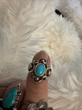 Native made/stamped Sleeping Beauty Turquoise ring